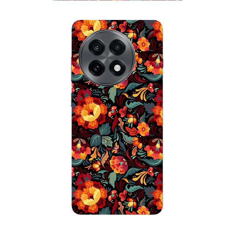 Oneplus 13 5G Orange flowers Transparent Silicone TPU Θήκη